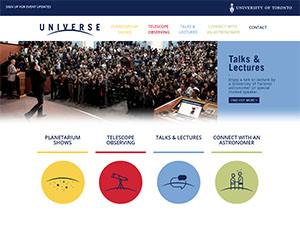 A screenshot of the universe.utoronto.ca homepage showing the services they offer.